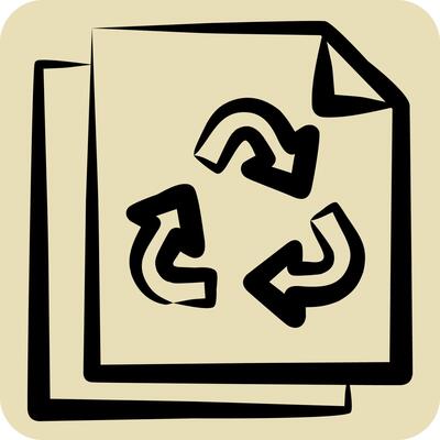 Icon Paper Recycling. related to Recycling symbol. hand drawn style. simple design illustration