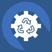 Icon Sustainable Technology. related to Recycling symbol. long shadow style. simple design illustration vector