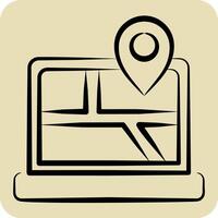 Icon Map Location. related to Navigation symbol. hand drawn style. simple design illustration vector