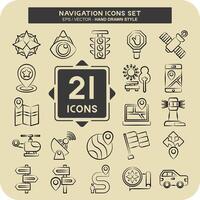 Icon Set Navigation. related to Holiday symbol. hand drawn style. simple design illustration vector