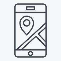 Icon Mobile Gps. related to Navigation symbol. line style. simple design illustration vector