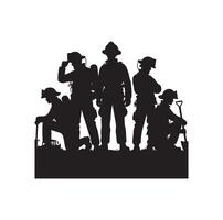 Firefighters pose silhouette illustration vector