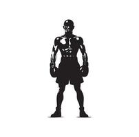 A boxer stand with pose silhouette illustration vector