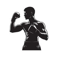 A boxer stand with pose silhouette illustration vector