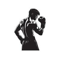 un Boxer estar con actitud silueta ilustración vector