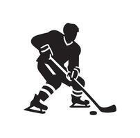 hielo hockey jugador siluetas icono logo ilustración vector