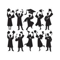 Graduate students celebration collection set in different pose vector