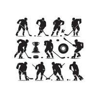 hielo hockey jugador siluetas icono logo ilustración vector