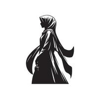 hijab estilo Moda en pie ilustración diseño vector