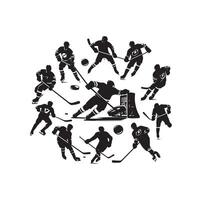 ice hockey player silhouettes icon logo illustration vector