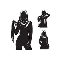 hijab style fashion standing illustration design vector