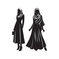 hijab style fashion standing illustration design vector