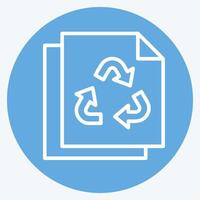icono papel reciclaje. relacionado a reciclaje símbolo. azul ojos estilo. sencillo diseño ilustración vector