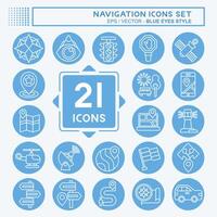 Icon Set Navigation. related to Holiday symbol. blue eyes style. simple design illustration vector
