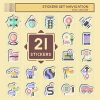 Sticker Set Navigation. related to Holiday symbol. simple design illustration vector