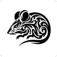 rata , ratón en moderno tribal tatuaje, resumen línea Arte de animales, minimalista contorno. vector