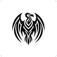 Vulture , condor in modern tribal tattoo, abstract line art of animals, minimalist contour. vector