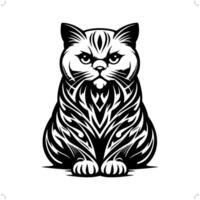 british shorthair cat in modern tribal tattoo, abstract line art of animals, minimalist contour. vector
