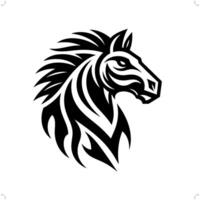Horse in modern tribal tattoo, abstract line art of animals, minimalist contour. vector