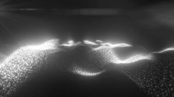 Black and white energy magic digital futuristic waves with light rays lines and energy particles. Abstract background. in high quality 4k, motion design video