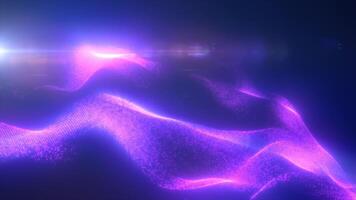 Purple energy futuristic waves with light rays and energy particles. Abstract background. in high quality 4k, motion design video