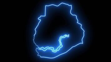 carta geografica di sedhiou nel Senegal con raggiante neon effetto video