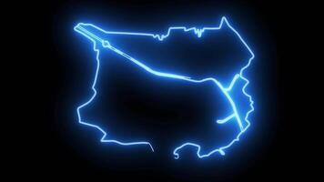 Karte von Tilburg im das Niederlande mit glühend Neon- bewirken video