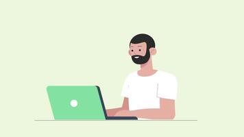 Man Working At Laptop Animation HD video