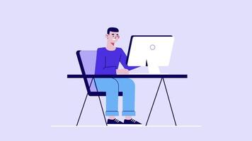 2D Character working at desk video