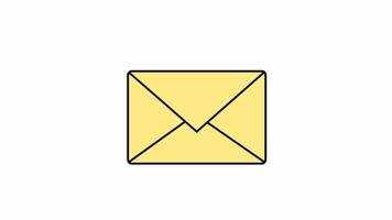 uma plano 2d envelope ou o email ícone com entrada e Saída animações em uma transparente alfa canal para fácil arrasto e solta video