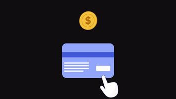 2D card payment animation on a transparent alpha channel video
