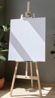 Sunlit Canvas On Wooden Easel photo