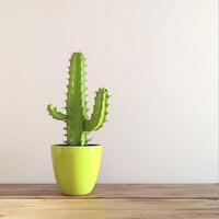 Green Cactus in Yellow Pot photo