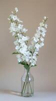 White Flowers in Glass Vase photo