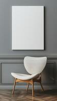 Modern Chair And Blank Canvas photo