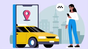 femme attendre pour fait du mobile application Taxi commande video