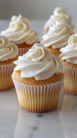 Vanilla Cupcakes With Cream Frosting photo