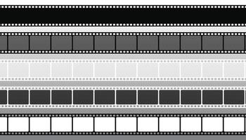 Cinema background. Realistic film strip in perspective. 3D isometric film strip. Design cinema movie festival poster. Template for festival modern cinema with place for text. Film industry concept. vector