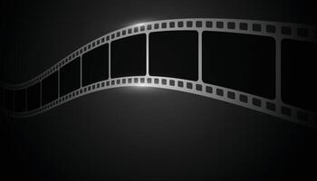 Cinema background. Realistic film strip in perspective. 3D isometric film strip. Design cinema movie festival poster. Template for festival modern cinema with place for text. Film industry concept. vector