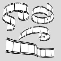Film strip set. Cinema strip roll 35mm blank slide frame, photo monochrome picture negative vintage media filmstrip, movie design vector