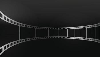 Cinema background. Realistic film strip in perspective. 3D isometric film strip. Design cinema movie festival poster. Template for festival modern cinema with place for text. Film industry concept. vector