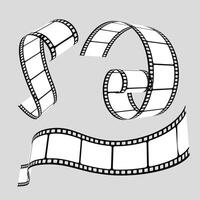 Film strip set. Cinema strip roll 35mm blank slide frame, photo monochrome picture negative vintage media filmstrip, movie design vector