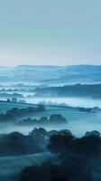 Misty Dawn Over Countryside photo