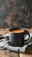 Rustic Coffee Mug on Wooden Table photo