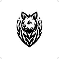 Quokka in modern tribal tattoo, abstract line art of animals, minimalist contour. vector