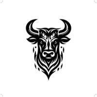 bull , cow in modern tribal tattoo, abstract line art of animals, minimalist contour. vector