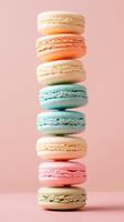 Colorful Macarons Stacked photo