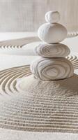 Stacked Zen Stones in Sand photo