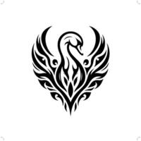 duck, goose, swan in modern tribal tattoo, abstract line art of animals, minimalist contour. vector