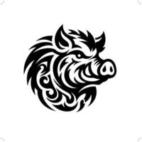 cerdo , Jabali en moderno tribal tatuaje, resumen línea Arte de animales, minimalista contorno. vector